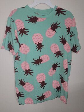 Free Planet Medium Green Shirt with Pink Pineapples